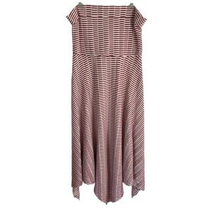 Anthropologie Maeve Caleta Handkerchief Red Stripe Strapless Dress XL  New
